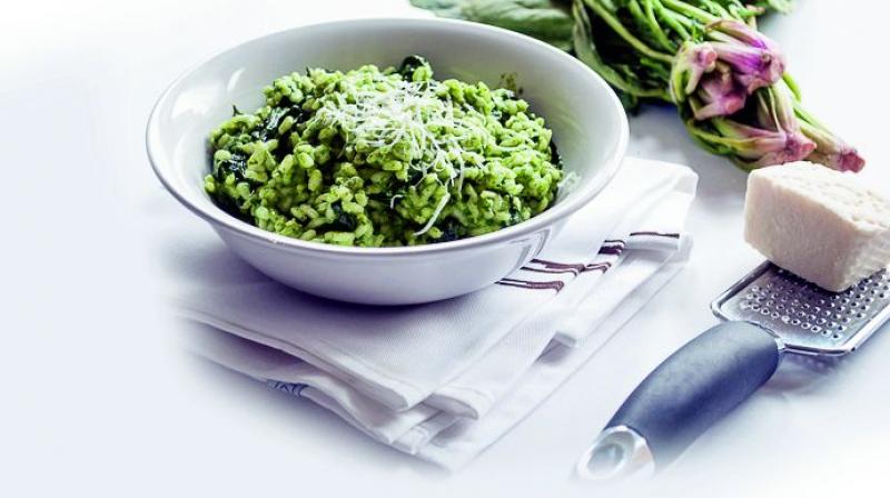 Easy peasy spinach risotto