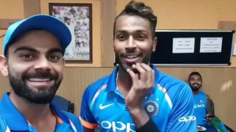 In a casual chat, Kohli and Pandya pulled KL Rahuls leg, hinting at his inability to impress at the no.4 spot for the Men in Blue.(Photo: Screengrab)