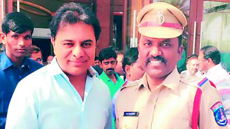 K.T. Rama Rao appreciated the efforts of circle inspector M. Mahesh for saving and rehabilitating a child who met with an accident on February 2.