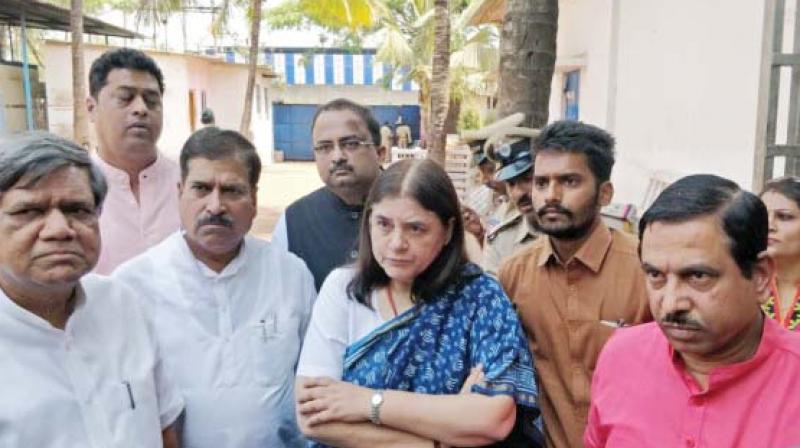 Maneka Gandhi during her visit to Belagavi.