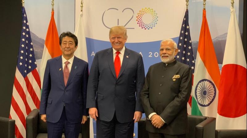 JAI (Japan, America, India) trilateral marks the coming together of three friendly nations. Todays historic JAI meeting was a great beginning, PM Modi tweeted. (Photo: Twitter | @narendramodi)