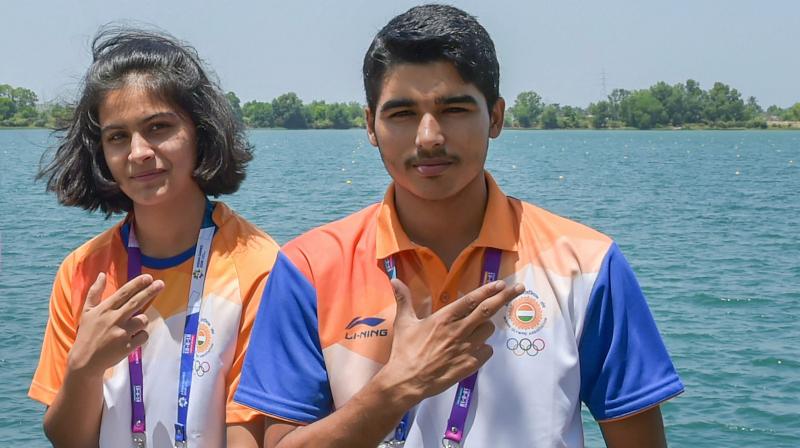 Having entered the final after equalling the qualification world record, Saurabh and Manu continued in the same vein and once they moved to the top spot, there was no looking back as they consistently shot high and mid 10. (Photo: PTI)