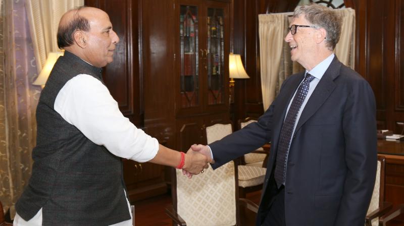 Rajnath Singh, who met Bill Gates in Delhi on Thursday, had requested him to initiate health awareness programmes in the country. (Photo: Rajnathsingh.in)