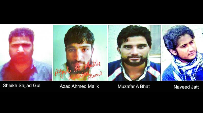 The four suspects involved in the killing of Kashmiri journalist Shujaat Bukhari.