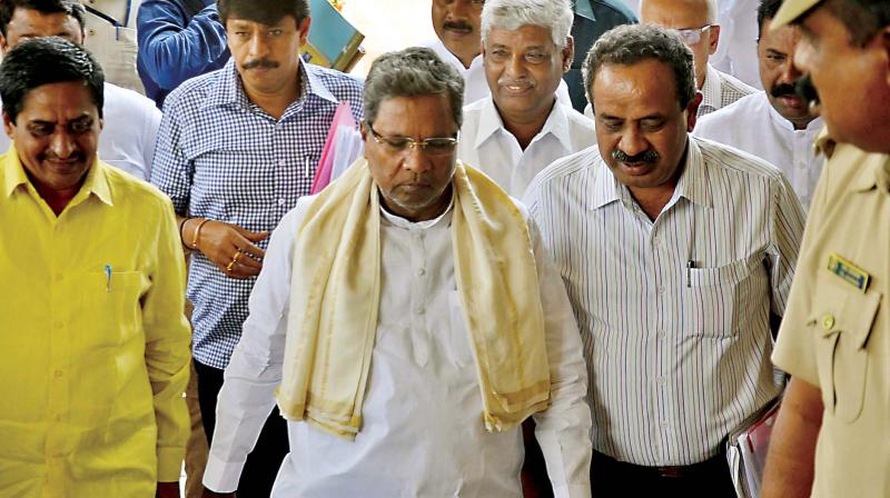 Chief Minister Siddaramaiah arrives for the cabinet meeting at Vidhana Soudha in Bengaluru on Wednesday.
