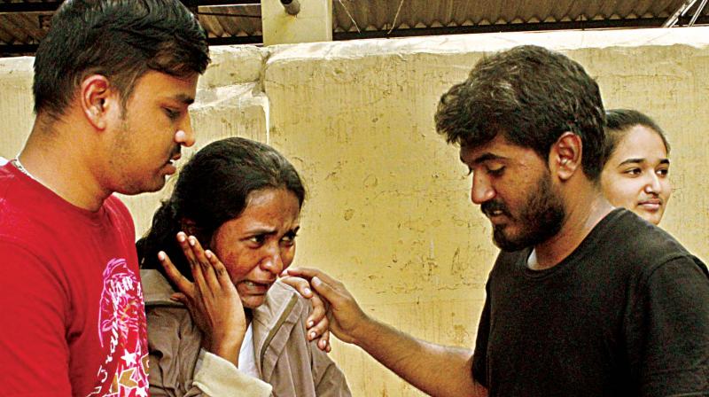 Meghanas mother Lata is inconsolable after her suicide