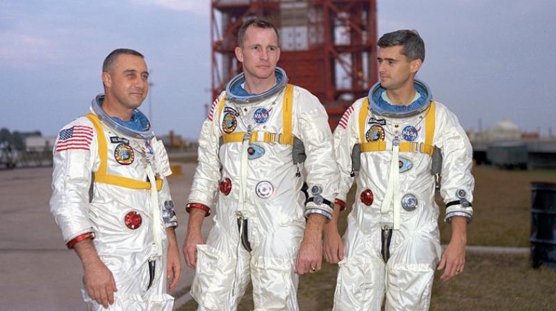 From left, astronauts Virgil Grissom, Edward White II, and  Roger Chaffee (Photo: AP)