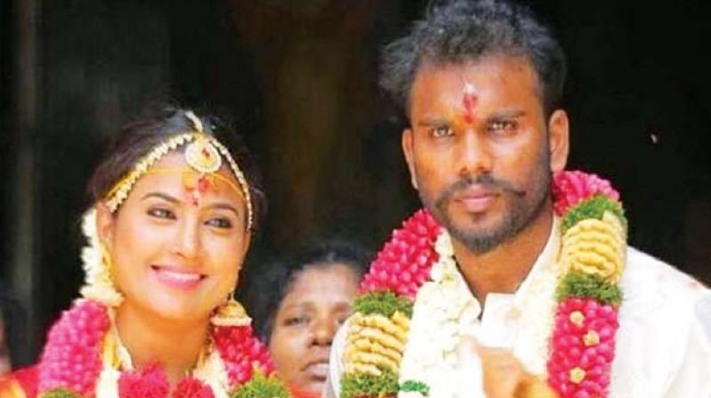 Nandhini with her husband Karthikeyan.