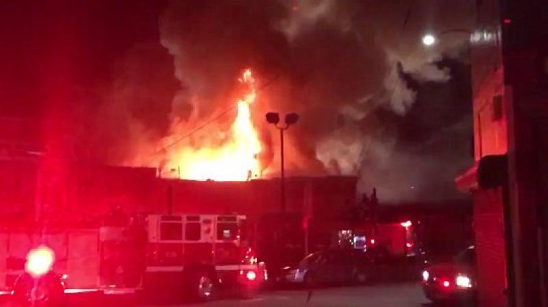 A fire broke out during a party in a warehouse in Oakland, California, local media reported. (Photo: Videograb)