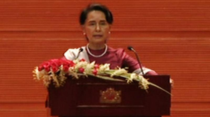 Myanmar leader Aung San Suu Kyi delivers a national address regarding the Rohingya crisis in Naypyitaw, Myanmar. (Photo: Screengrab)