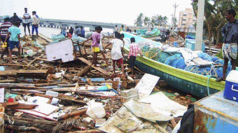 A view of the damage caused by cyclone Gaja, after it hit Velankanni, in Nagapattinam district of Tamil Nadu on Friday. (Photo: PTI)