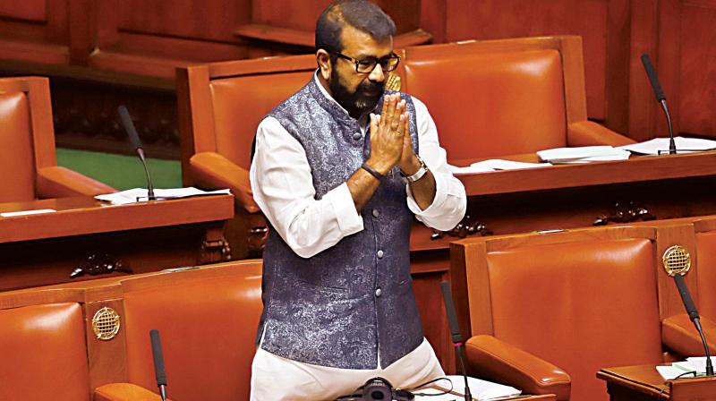 Shanthinagar Congress MLA N.A. Haris tenders apology in the legislative Assembly on Tuesday 	 DC
