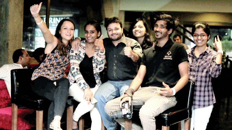 L to R: Alison, Veda, Aditya, Anushree, John and Manisha at one of the F**p Nights by Bhive Workspace