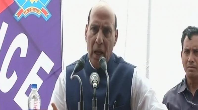 Home Minister Rajnath Singh further said that he has ordered for bullet proof vehicles at police stations in the state. (Photo: ANI/Twitter)