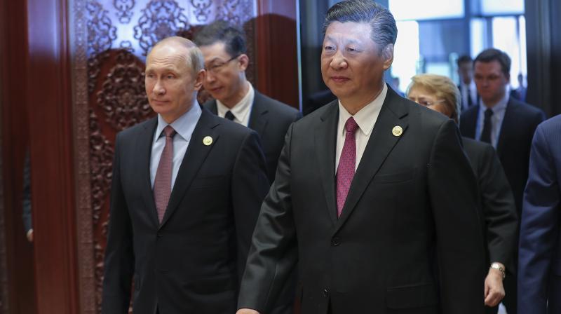 Russias President Vladimir Putin and Chinese President Xi Jinping at the One Sessions of Belt and Road Forum at Yanqi Lake in Beijing. (Photo: PTI)