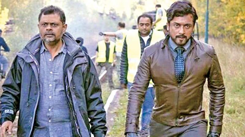 Tirru and Suriya during the shoot of 24.