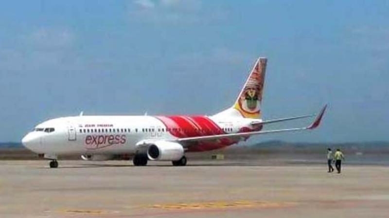 The Air India Express Boeing aircraft at Kannur airport on Thursday