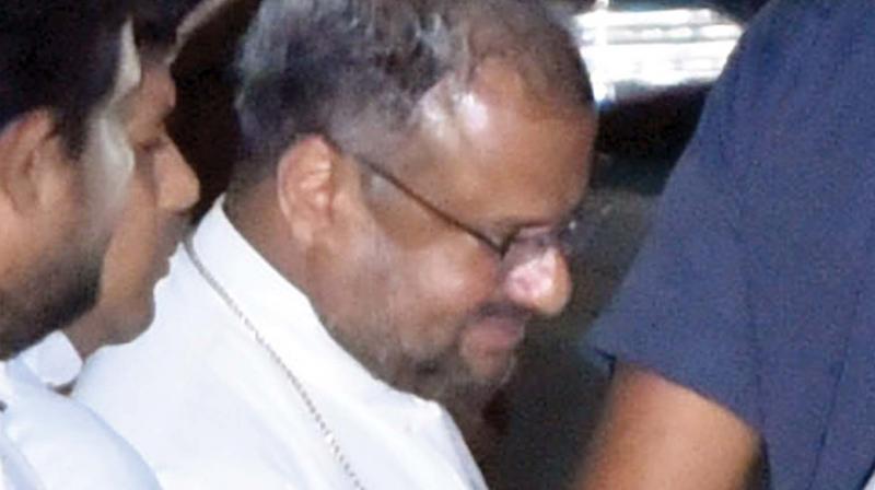 Bishop Franco Mulakkal coming out of the Crime Branch office in Tripunithura after the second days interrogation on Thursday.  (Photo:SUNOJ NINAN MATHEW)