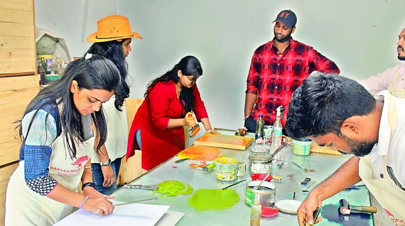 Students were mentored by city-based artist Laxma Goud