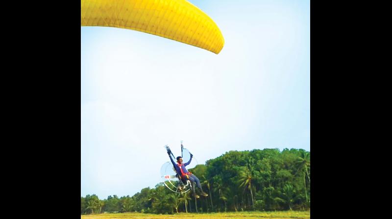Anand, who holds a diploma in Aircraft Manufacturing Engineering, got famous when he flew a paramotor at Malanada, Kollam, recently.