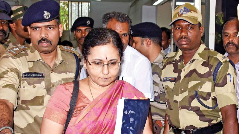 Chief Secretary Girija Vaidyanathan at the Madurai Bench of Madras high court campus on Thursday. (Photo: DC)