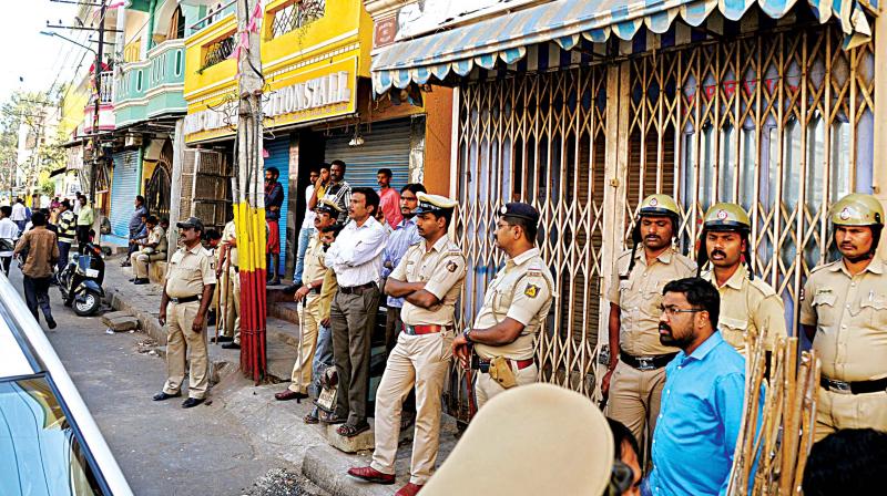 Heavy police security in the area on Thursday