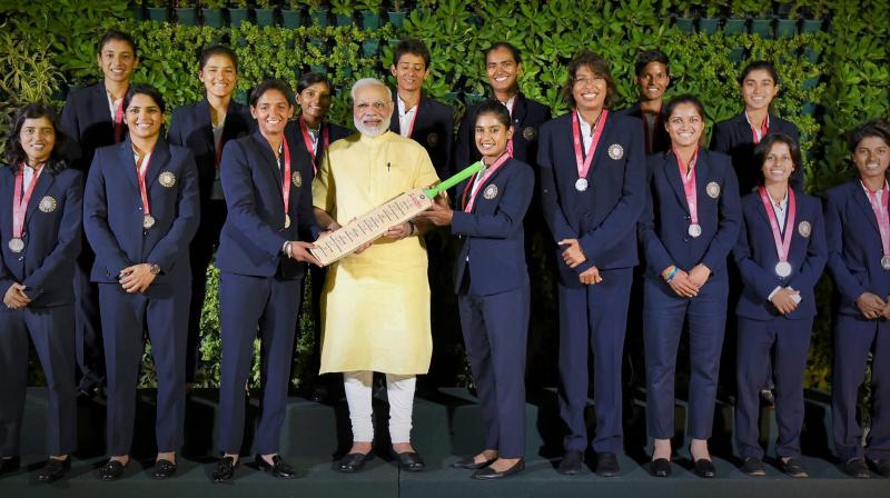 \I told them (Indian womens cricket team) that it was the first time that when our team lost in the finals, 125 crore Indians carried their defeat in the final, on their shoulders, and this was, in fact, their greatest victory. Even though the team could not win the World Cup, they won the hearts of 125 crore Indians,\ Narendra Modi said. (Photo: PTI)