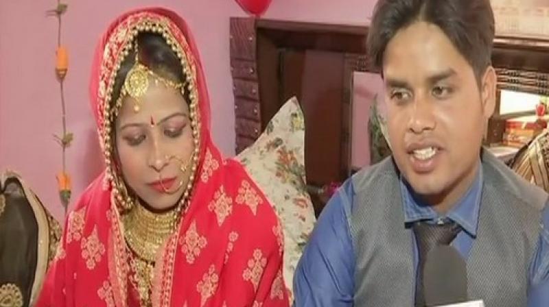Rakeshs marriage was commemorated pompously. Mouinuddins wife, Kausar received her daughter-in-law, Soni, as per Hindu traditions. (Photo: ANI)
