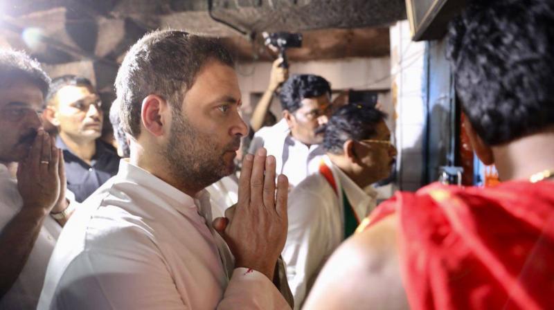 I like going to temples, wherever I get a religious place I go there. I feel good and feel happy, and I will continue (to go), Rahul Gandhi told reporters. (Photo: Twitter | @INCIndia)