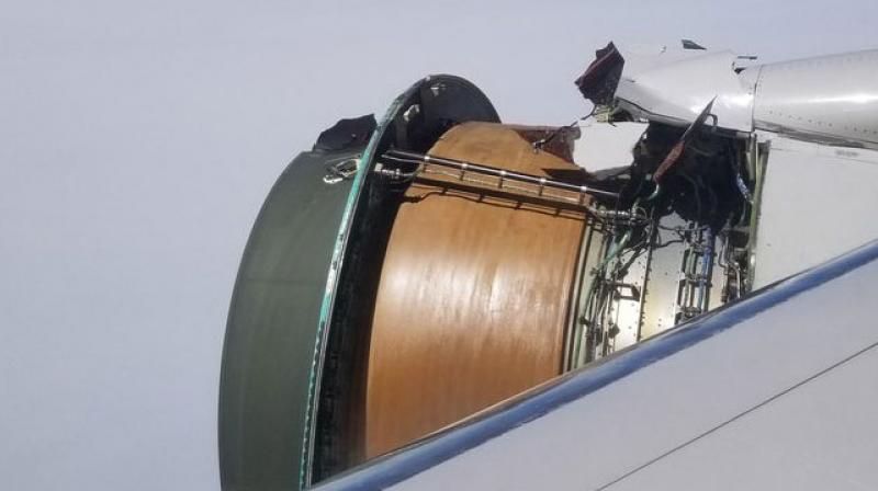Maria Falaschi, a marketing consultant from San Francisco, posted photos on social media of the aircrafts engine with its covering, also known as the cowling, missing. (Photo: Twitter | @mfalaschi)