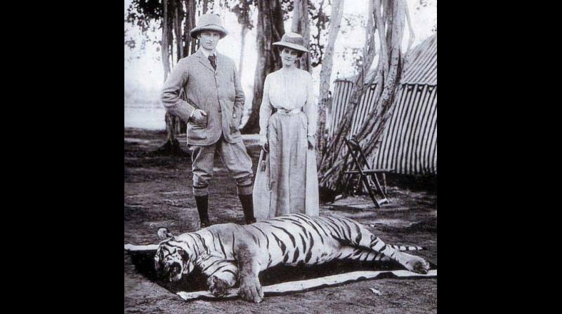 Lord Curzon and his wife Mary Curzon on a tiger hunt in 1902.