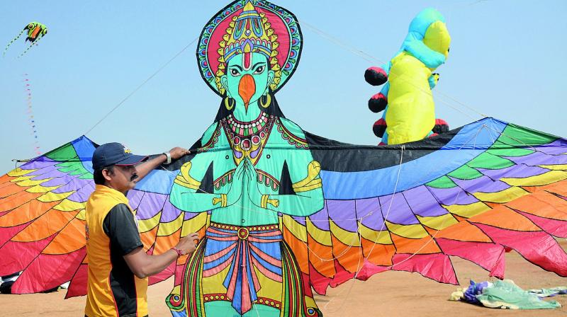 Different kinds of kites were spotted at the Kite festival at Parade Ground on Sunday.  (Deepak Deshpande)