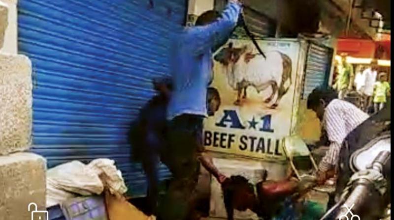 A video grab of Manoj being attacked in Koramangala on Sunday.