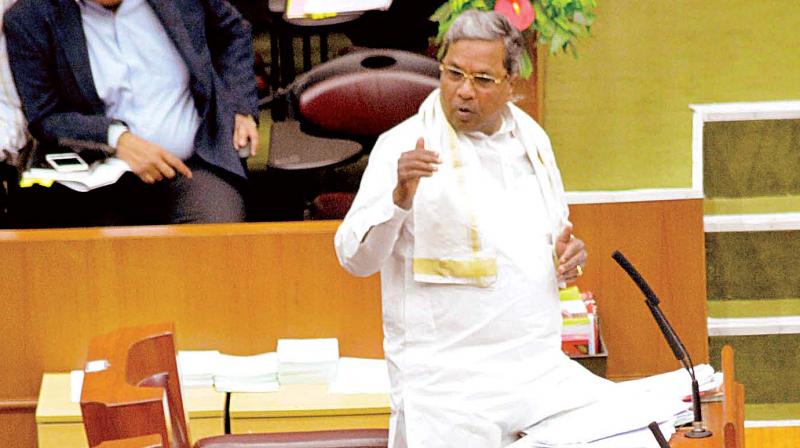 Chief Minister Siddaramaiah speaks during the Assembly session in Belagavi on Tuesday	(Photo: DC)