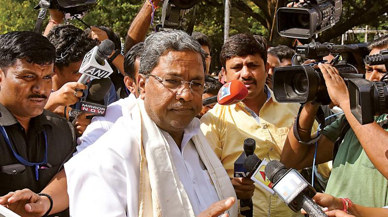 Outgoing Chief Minister Siddaramaiah at KPCC office in Bengaluru on Wednesday  (Image: DC)