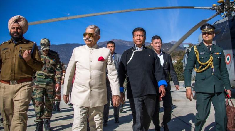 Arunachal Pradesh Governor Brig (Retd) B D Mishra took a woman, who was in urgent need of medical attention, in his helicopter from Tawang to a hospital in Itanagar. (Photo: Twitter | @PemaKhanduBJP)