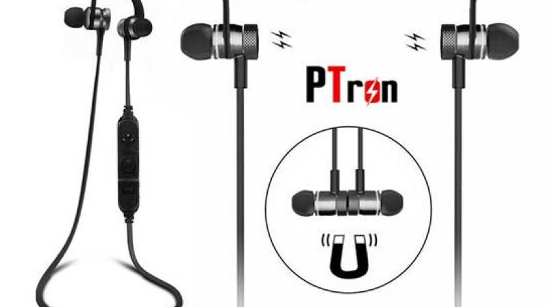 The built-in magnets let you attach the two metal ear buds together when not in use.
