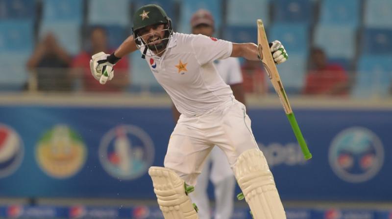 Azhar Ali stole the limelight in this second ever day-night Test with a career-best score (302 not out) that was spread over 645 minutes of dominating batting. (Photo: AFP)