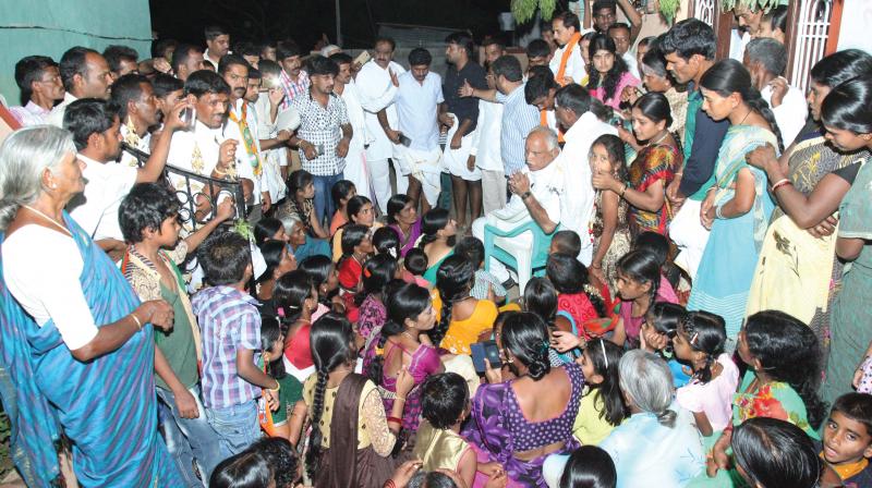 BJP state president B.S. Yeddyurappa during the bypoll campaign at Devarahalli in Gundlupet on Thursday