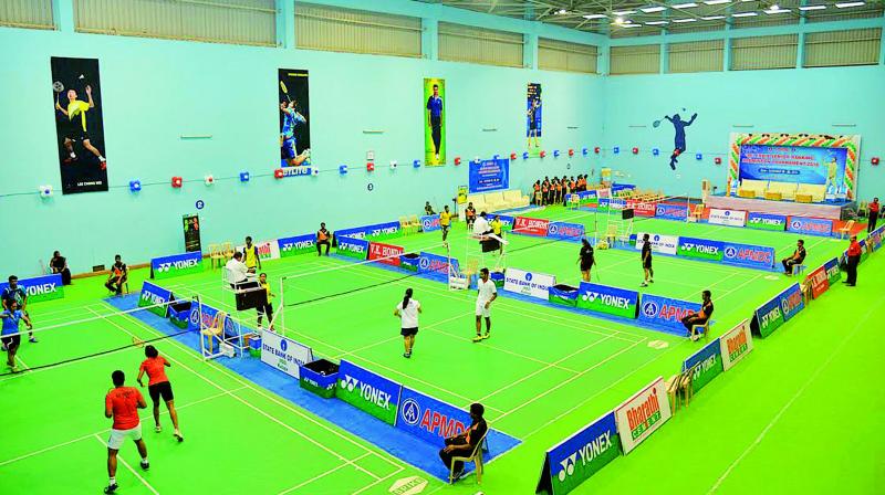 Action from the All India Senior Ranking Badminton Tournament played at Kadapa in Andhra Pradesh.