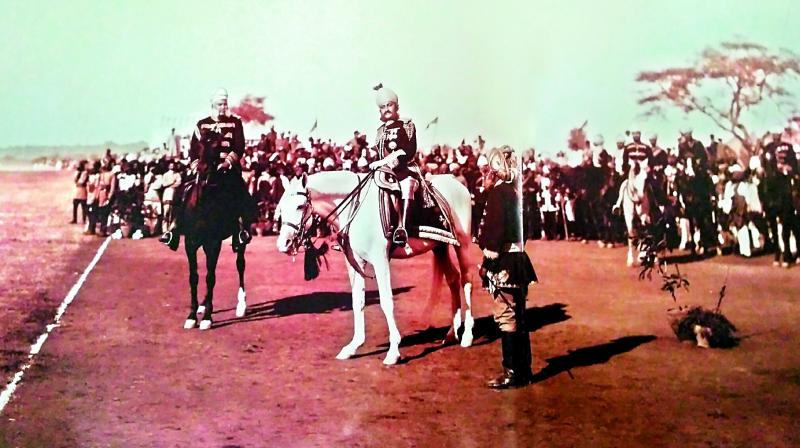 An old photograph of Nizam VI Mir Mahbub Ali Khan reviewing a parade at the Parade Ground. (Photo: DC)
