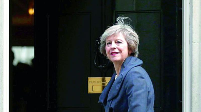 British PM Theresa May at 10 Downing Street.