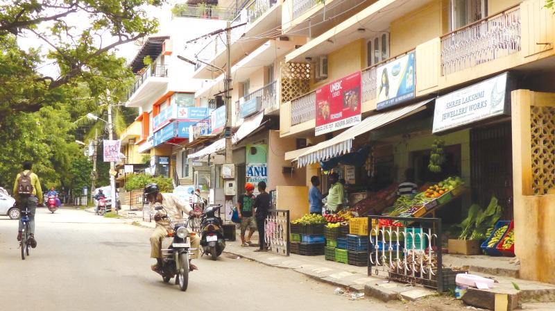 Commercial establishments on 10th A Main Road in Indiranagar in Bengaluru.