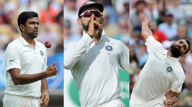 While Virat Kohlis mic-drop to celebrate Joe Roots wicket was a talking point, R Ashwins four-wicket haul and Mohammed Shami chipping in with three wickets helped India restrict England to 287 in the first innings of the first Test in Birmingham. (Photo: AP)