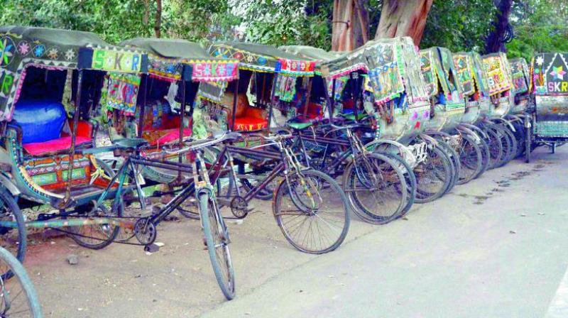 Tri-cycle goods rickshaws have transformed in Vijayawada as these vehicles were previously driven by manpower. But now, it has become easy for them.