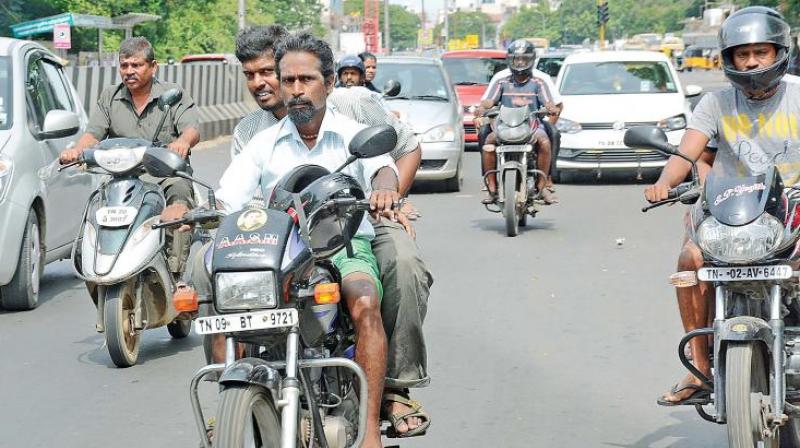 The transport department has imposed a Rs 600 fine for anyone who violates the helmet rule.