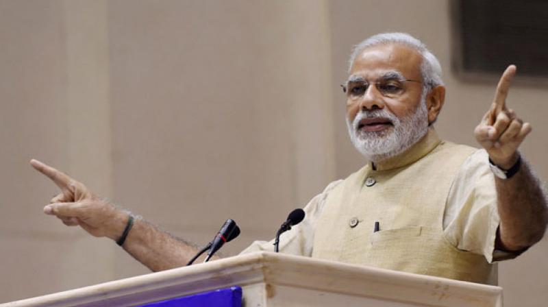 Prime Minister Narendra Modi on Friday layed the foundation stone of Vanijya Bhawan.
