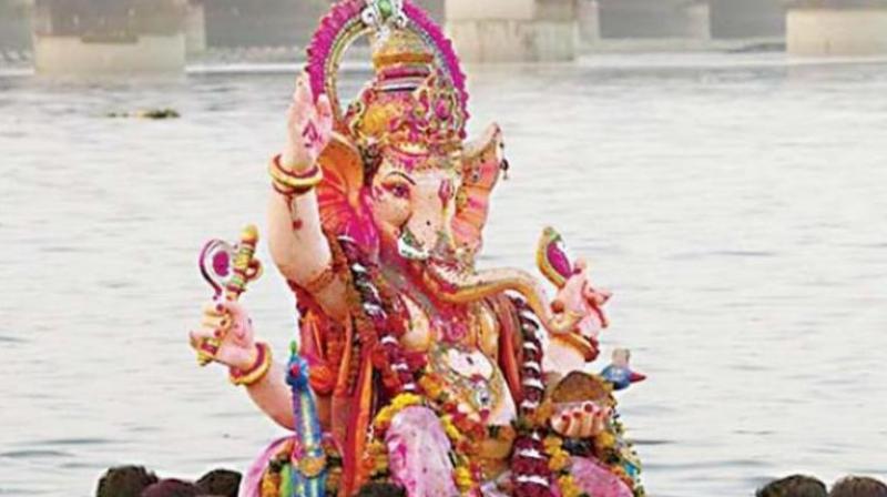 From the first day of Ganesh Chaturthi, a group of people have been campaigning at the Kapra lake and encouraging residents to use clay or haldi Ganesha and do in-house visarjan, as the lake is full of garbage. (Representional Image)