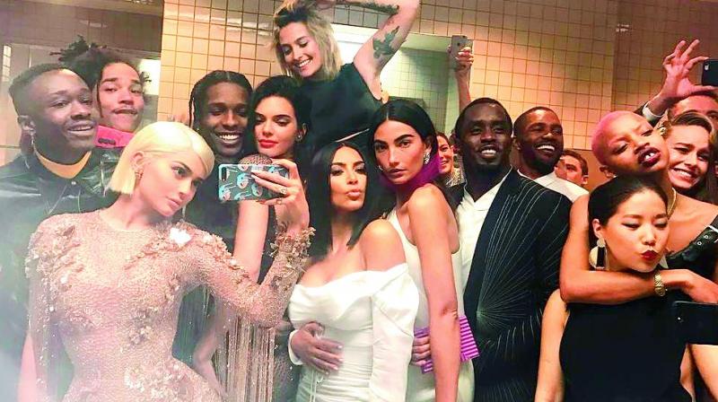 Celebrities Sean â€œDiddyâ€ Combs, Kylie Jenner, Paris Jackson, Kim Kardashian, Kendall and Kylie Jenner and ASAP Rocky among others took a selfie in the bathroom.
