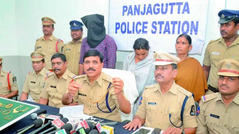 West Zone DCP A. Venkateswar Rao presents the culprits at a press meet on Friday.